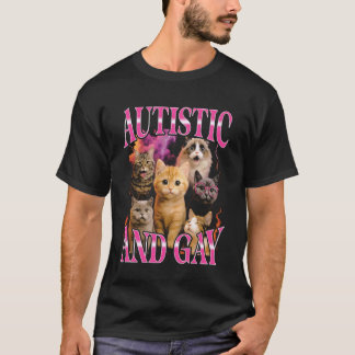 Autistic and Gay Funny Bootleg Cat T-Shirt