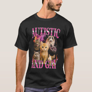 Autistic and Gay Funny Bootleg Cat T-Shirt