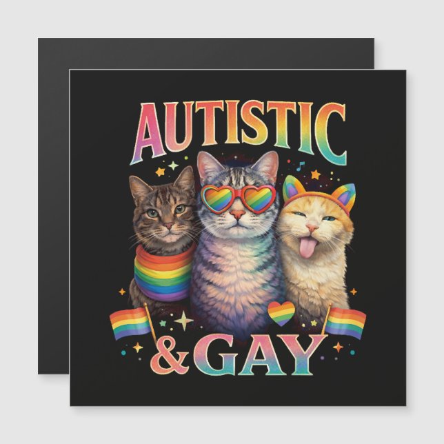 Autistic And Gay Funny Cat  (Front/Back)