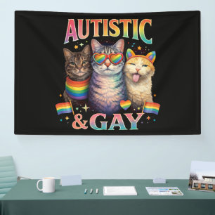 Autistic And Gay Funny Cat Banner