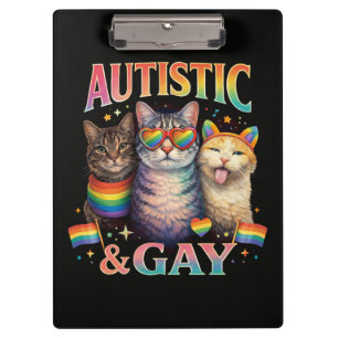 Autistic And Gay Funny Cat Clipboard