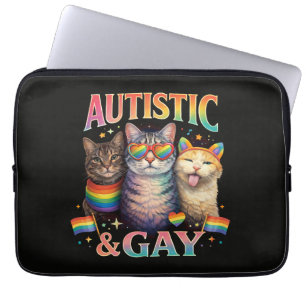 Autistic And Gay Funny Cat Laptop Sleeve