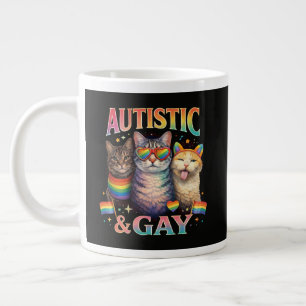 Autistic And Gay Funny Cat Large Coffee Mug
