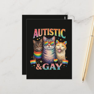 Autistic And Gay Funny Cat Postcard