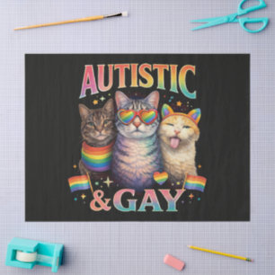 Autistic And Gay Funny Cat Tissue Paper