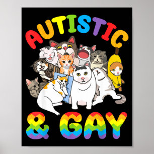 Autistic And Gay Funny Crying Meme Cats Pride Awar Poster