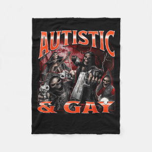 Autistic And Gay Funny Hard Skeleton Meme Bootleg  Fleece Blanket
