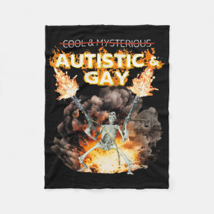 Autistic And Gay Skeleton Cursed Autism Meme  Fleece Blanket