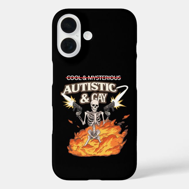 Autistic and Gay Skeleton Funny Autism Awareness Case-Mate iPhone Case (Back)