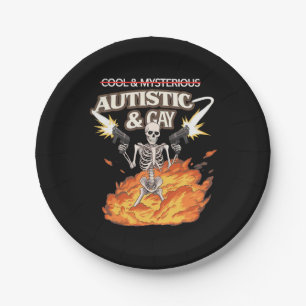 Autistic and Gay Skeleton Funny Autism Awareness Paper Plate