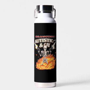 Autistic and Gay Skeleton Funny Autism Awareness Water Bottle