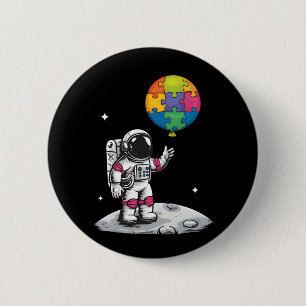 Autistic Astronaut Balloon Space Autism Awareness 6 Cm Round Badge