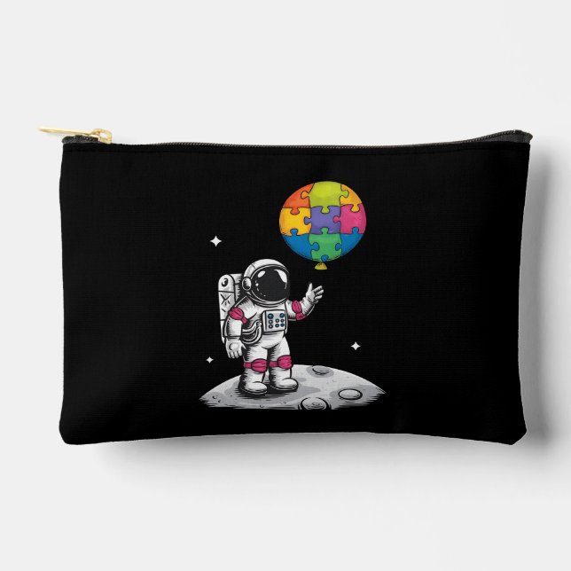 Autistic Astronaut Balloon Space Autism Awareness Accessory Pouch (Front)