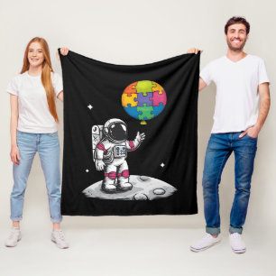Autistic Astronaut Balloon Space Autism Awareness Fleece Blanket
