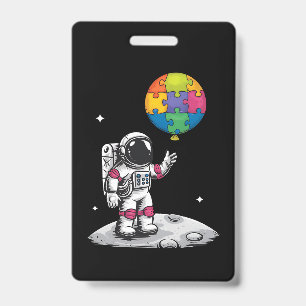 Autistic Astronaut Balloon Space Autism Awareness ID Badge