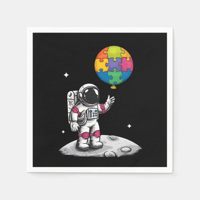Autistic Astronaut Balloon Space Autism Awareness Napkin (Front)