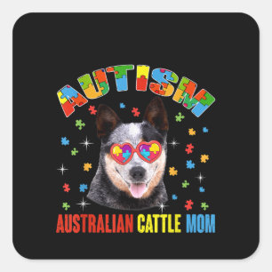 Autistic Australian Cattle Mum Puzzle Piece Square Sticker