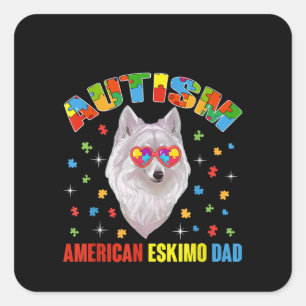 Autistic Autism American Eskimo Dad Puzzle Piece Square Sticker