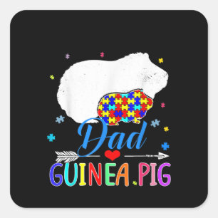 Autistic Autism Awareness Guinea Pig Puzzle Piece Square Sticker