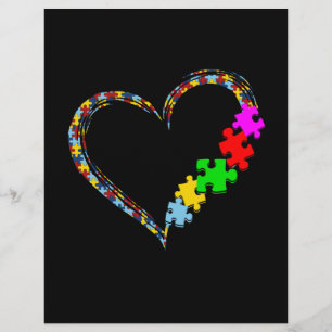 Autistic   Autism Awareness Heart Puzzle Piece Custom Letterhead