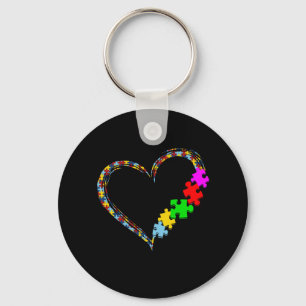 Autistic Autism Awareness Heart Puzzle Piece Key Ring