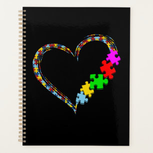 Autistic Autism Awareness Heart Puzzle Piece Planner
