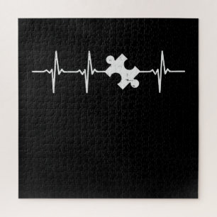 Autistic   Autism Awareness Heartbeat Puzzle Piece