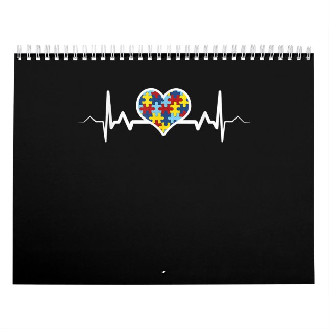 Autistic | Autism Awareness Heartbeat Puzzle Pride Calendar (Cover)