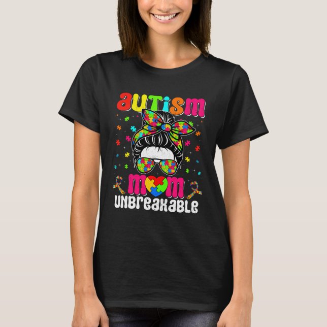 Autistic Autism Awareness Mom Life Women Cute Moth T-Shirt (Front)