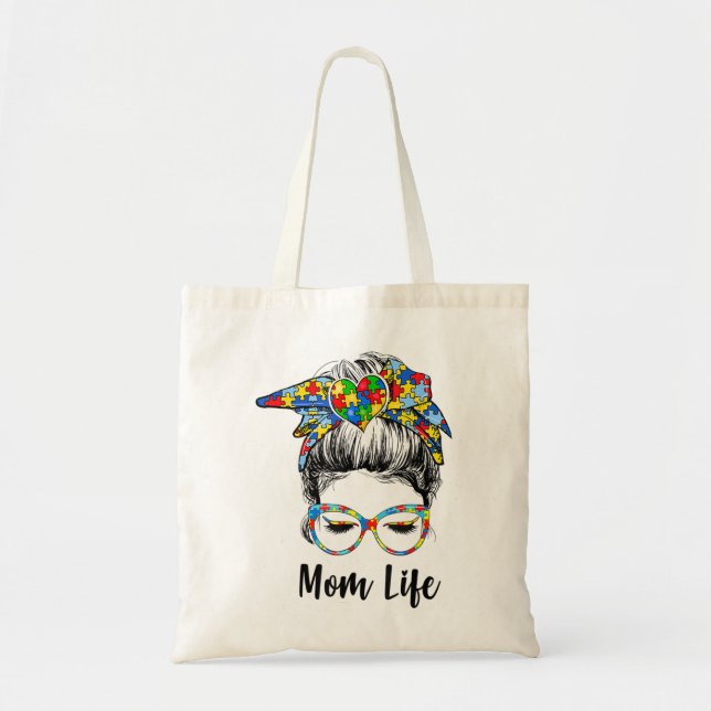 Autistic Autism Awareness Mum Life Shirts Women Mo Tote Bag (Front)