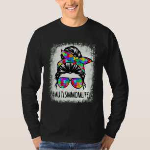 Autistic Autism Awareness Mum Life Women Bleached T-Shirt