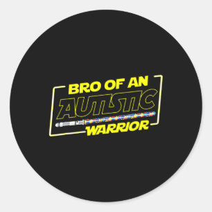 Autistic Autism Awareness Warrior Brother Boys Men Classic Round Sticker
