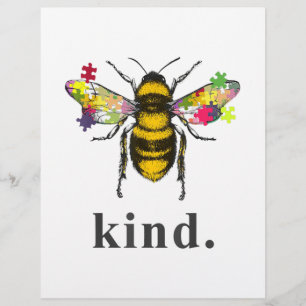 Autistic   Autism Be Kind Beekeeper Puzzle Piece Custom Letterhead