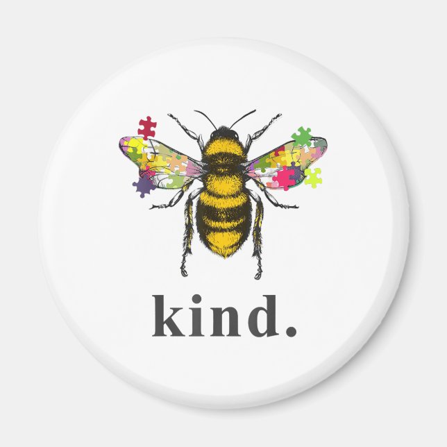 Autistic | Autism Be Kind Beekeeper Puzzle Piece Magnet (Front)