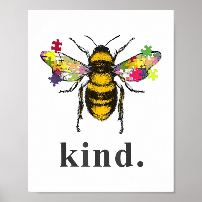 Autistic | Autism Be Kind Beekeeper Puzzle Piece Poster (Front)