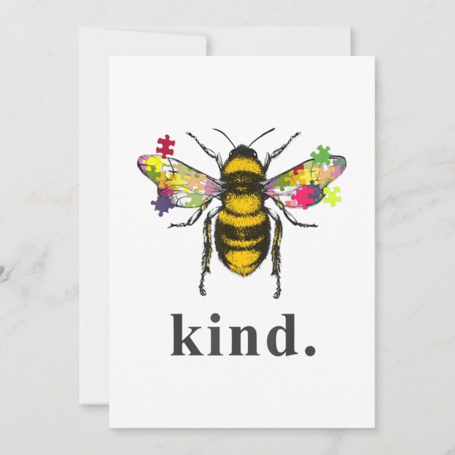 Autistic | Autism Be Kind Beekeeper Puzzle Piece Thank You Card (Front)