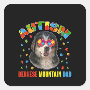 Autistic   Autism Bernese Mountain Dog Dad Puzzle Square Sticker