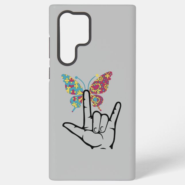 Autistic Autism Butterfly Autism Awareness Samsung Galaxy S22 Ultra Case (Back)