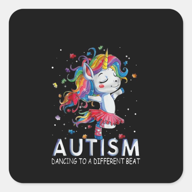 Autistic | Autism Dancing To A Different Beat Square Sticker (Front)