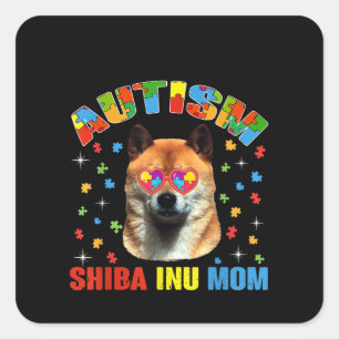 Autistic Autism Shiba Inu Mum Puzzle Piece Square Sticker