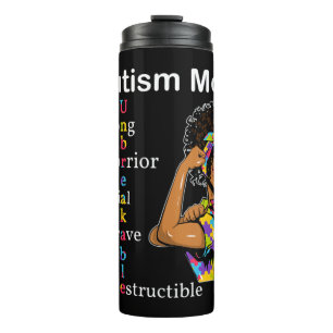 Autistic awareness Gift with Afro African American Thermal Tumbler