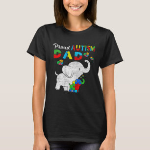Autistic Awareness Month Proud Autism Dad Elephant T-Shirt