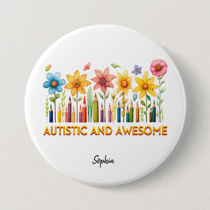 AUTISTIC & AWESOME Autism Awareness 7.5 Cm Round Badge