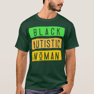 Autistic Black Woman Awareness Heart Colourful T-Shirt