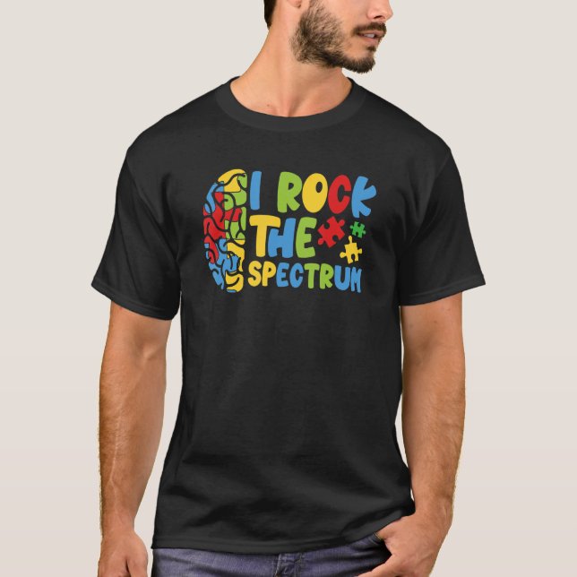 Autistic Boys Autism Awareness I Rock The Spectrum T-Shirt (Front)