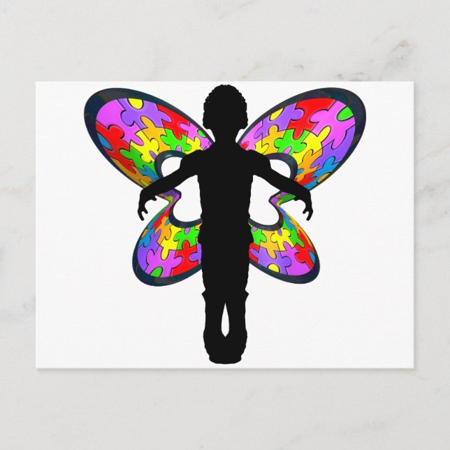 Autistic Butterfly Ribbon Postcard (Front)