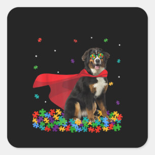 Autistic Cool Bernese Mountain Hero Autism Puzzle Square Sticker
