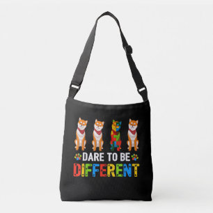 Autistic Dare To Be Different Cute Shiba Inu Dog Crossbody Bag