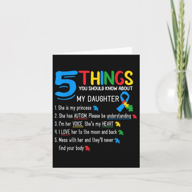 Autistic Daughter Autism Awareness Support Mum Dad Card (Front)