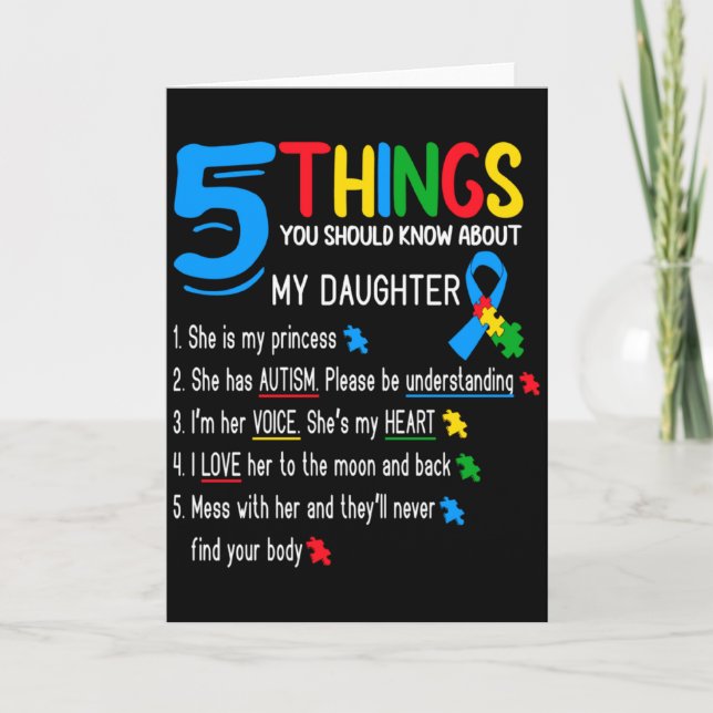 Autistic Daughter Autism Awareness Support Mum Dad Card (Front)